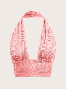 SHEIN ICON 性感露背 肌理純色女士背心 - 珊瑚粉 - 查看 1