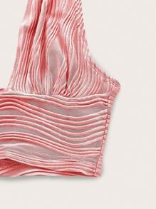 SHEIN ICON 性感露背 肌理純色女士背心 - 珊瑚粉 - 查看 4