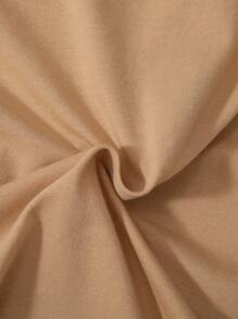 SHEIN 男孩卡通絨毛熊和塗鴉藝術地點和字母圖案休閒寬鬆落肩袖T恤 - 卡其色 - 查看 5