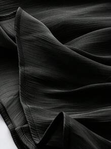 SHEIN LUNE 加大码纯色弹力腰褶裥长裙 - 黑色 - 查看 3