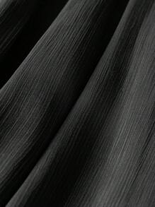 SHEIN LUNE 加大码纯色弹力腰褶裥长裙 - 黑色 - 查看 4