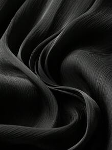 SHEIN LUNE 加大码纯色弹力腰褶裥长裙 - 黑色 - 查看 5