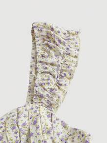 SHEIN MOD Camisa crop con estampado floral con cordón delantero - Multicolor - Ver 4