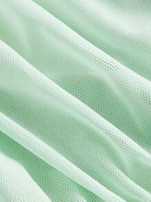 SHEIN ICON Solid Ruched Bust Split Front Cami Top - Mint Green - View 3