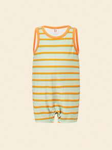 Cozy Pixies Baby Boy 2pcs Striped Tank Romper - Multicolor - View 4