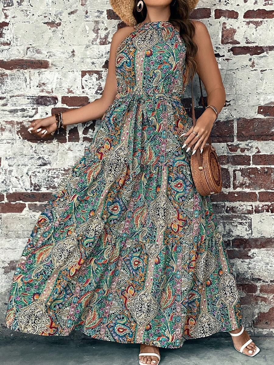 SHEIN VCAY Plus Size Dresses - 綠色 - 查看 1