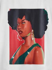 vikdraws Áo thun hở vai họa tiết hình người cỡ lớn của nghệ sĩ, cho ngày lễ, lễ Tạ ơn, kỳ nghỉ - trắng - Xem 2