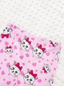 Kleinkind Mädchen Pyjama Set mit Herz & Cartoon Grafik Figurbetont