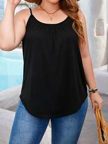 EMERY ROSE Plus Solid Cami Top - Black - View 1