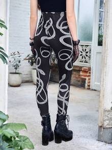 ROMWE Goth Quần tất nữ Thú vật Giải trí - Đen và trắng - Xem 2