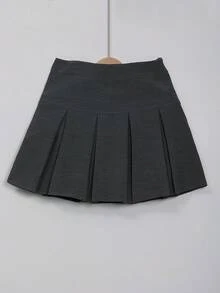Solid Color Casual Versatile Women Pleated A-Line Skirt