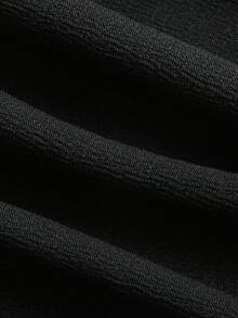 SHEIN EZwear 大碼星星鏤空網紗拼接連衣裙 - 黑色 - 查看 3