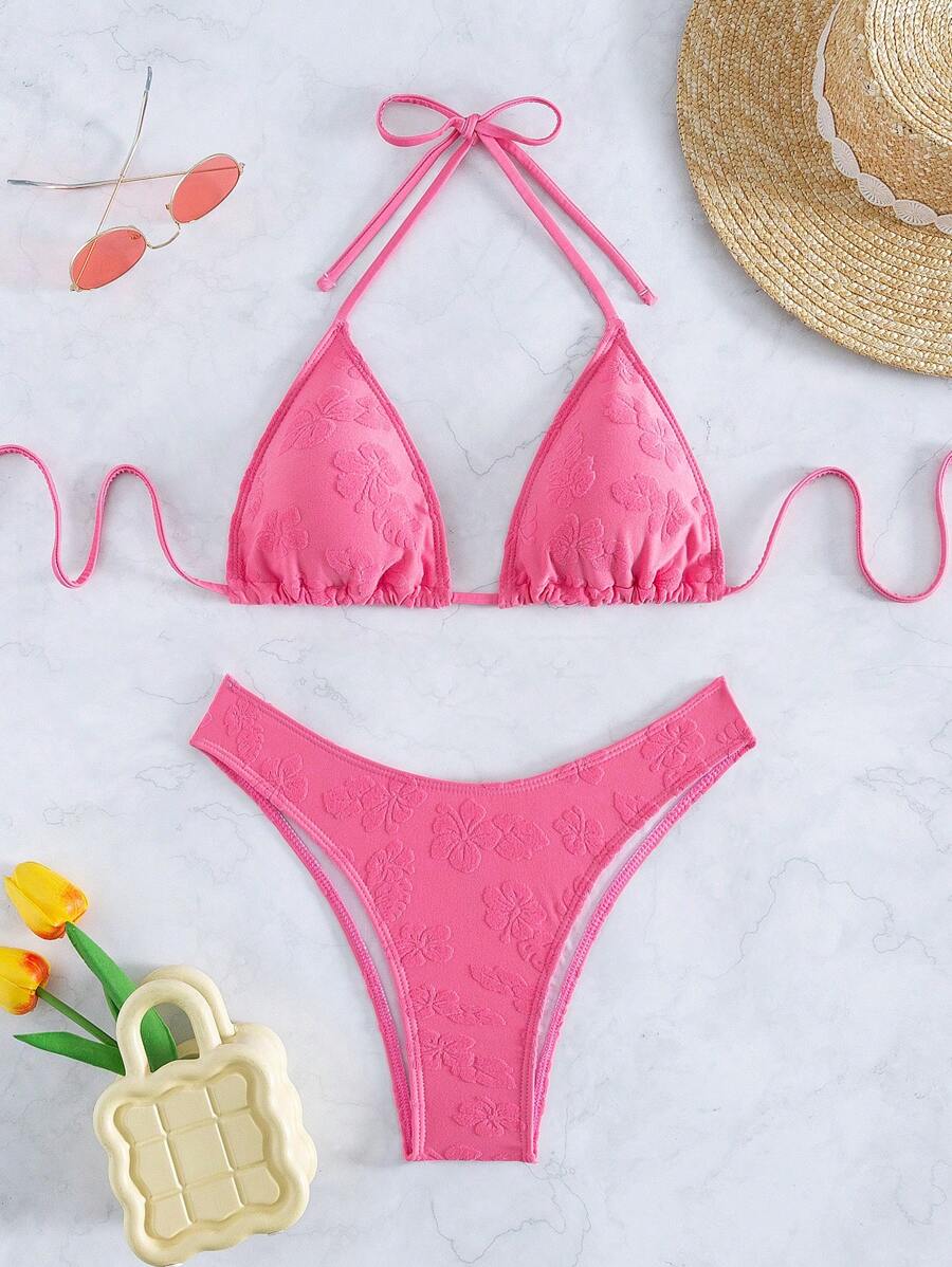 Bộ Bikini Nữ Buộc lại Hoa - Hồng - Xem 1