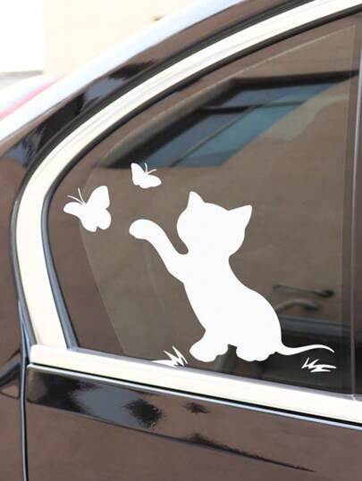 1pc Universal Cat Design Reflective Car Sticker