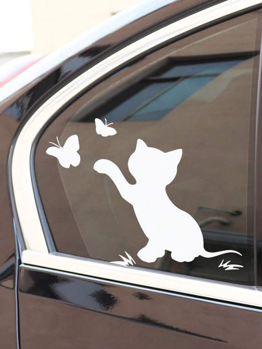 1pc Universal Cat Design Reflective Car Sticker