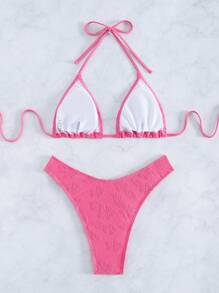 Bộ Bikini Nữ Buộc lại Hoa - Hồng - Xem 2