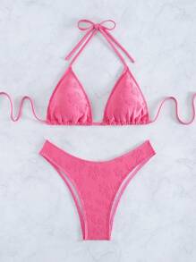 Bộ Bikini Nữ Buộc lại Hoa - Hồng - Xem 5