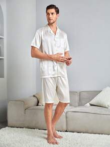 Men Striped Jacquard PJ Set / Pajama Set White Set - White - View 7