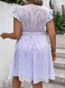 SHEIN Holidaya Plus Ruffle Trim A Line Dress - Lilac Purple - View 2
