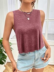 SHEIN EZwear Solid Tank Top - Redwood - View 5