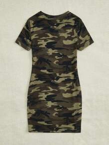 SHEIN Tween Girl Letter & Figure Graphic Camo Print Dress - Multicolor - View 2