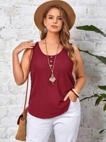 EMERY ROSE Botões na frente Simples Casual Regata Plus Size - Fúcsia - Visão 6