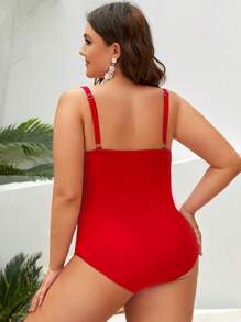 Swim Lushoire Summer Beach Plus Ruched One Piece Swimsuit