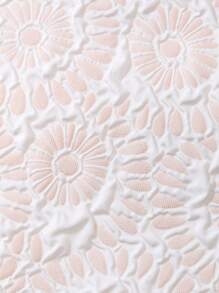 SHEIN Tween Girl Floral Jacquard Ruffle Trim Bow Front Dress