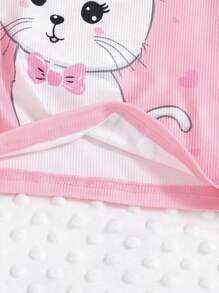 Toddler Girls Cartoon & Letter Graphic Snug Fit PJ Set - Pink - View 6