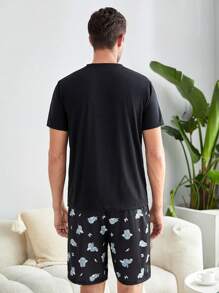 Nam 1 bộ Bộ PJ trang trí họa tiết hoạt hình / Bộ đồ ngủ - màu đen - Xem 2