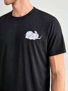 Nam 1 bộ Bộ PJ trang trí họa tiết hoạt hình / Bộ đồ ngủ - màu đen - Xem 3