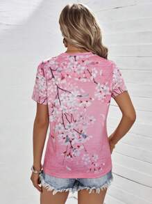 SHEIN LUNE Camiseta con estampado floral - Rosa - Ver 2