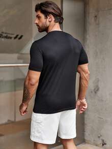 Manfinity Homme Hombres Camiseta con estampado de slogan