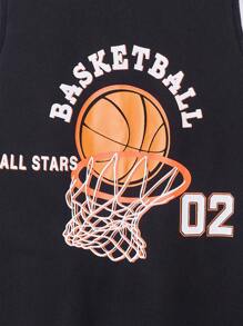 SHEIN Bộ hai mảnh Trai Tương phản ràng buộc Lá thư Sọc Giải trí - màu đen - Xem 5