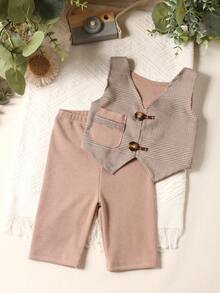 Đạo cụ chụp ảnh cho trẻ sơ sinh Nút Sọc ca rô - Màu Khaki - Xem 6