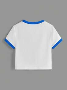 CROC 卡通圖案滾邊T恤 - 白色 - 查看 3