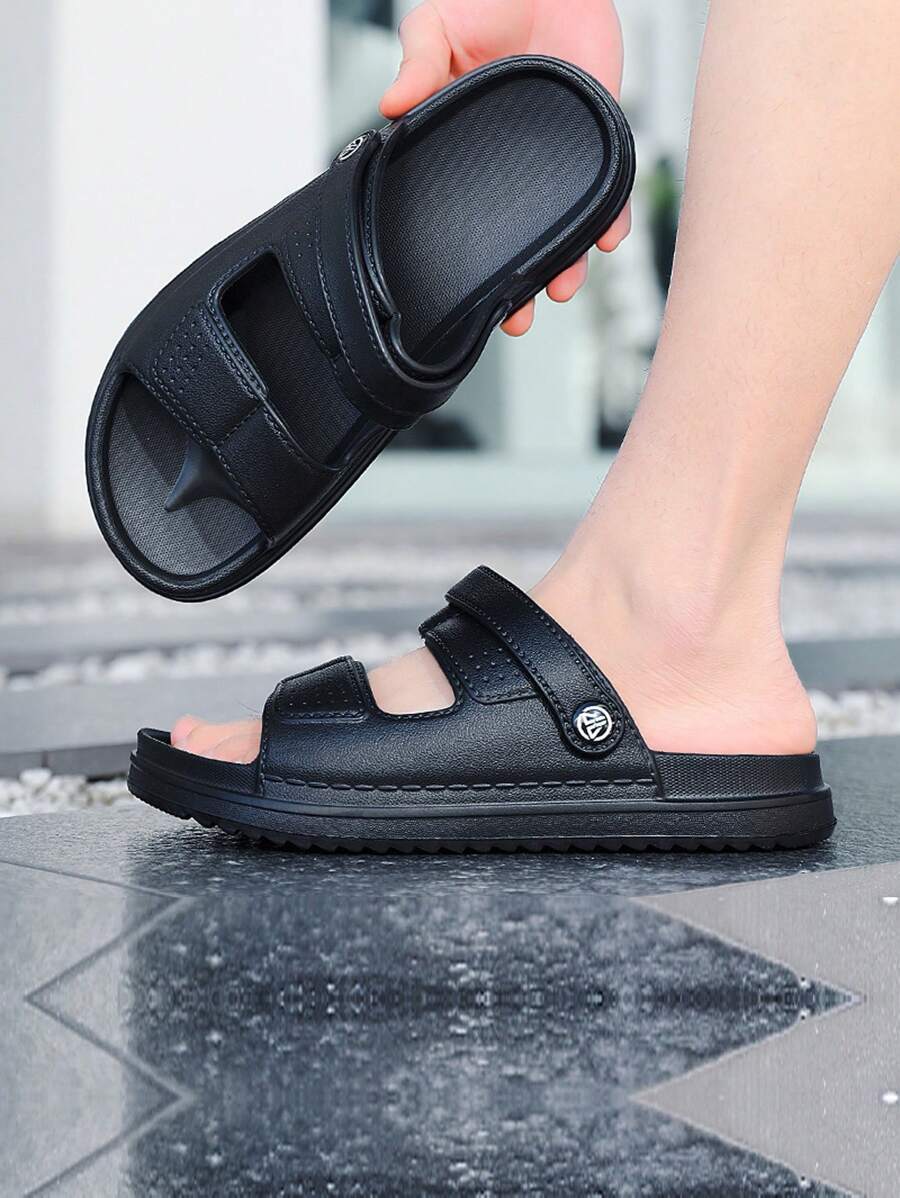 Cool Black Sandals For Men, Two Way Wear Casual Sandals - Black - View 1