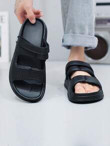 Cool Black Sandals For Men, Two Way Wear Casual Sandals - Black - View 2