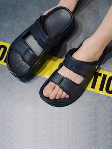 Cool Black Sandals For Men, Two Way Wear Casual Sandals - Black - View 3