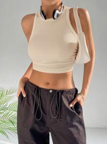 SHEIN PETITE Áo khoác và áo lót dành cho xe tăng nữ màu trơn Giải trí - Màu be - Xem 1