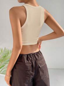 SHEIN PETITE Áo khoác và áo lót dành cho xe tăng nữ màu trơn Giải trí - Màu be - Xem 2
