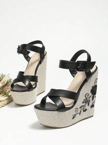 女士坡跟&厚底單鞋 - 黑色 - 查看 2