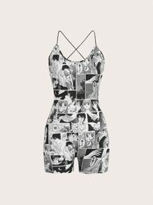 Spookish Delight Đơn vị Nữ Lộ Lưng Hội Chữ thập Con số - Đen và trắng - Xem 1