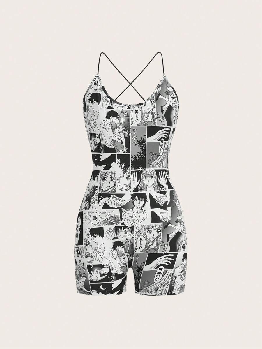 Spookish Delight Đơn vị Nữ Lộ Lưng Hội Chữ thập Con số - Đen và trắng - Xem 1