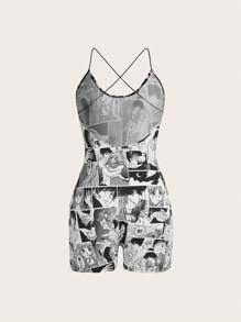 Spookish Delight Đơn vị Nữ Lộ Lưng Hội Chữ thập Con số - Đen và trắng - Xem 4