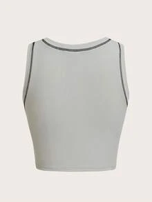 GOLDENLINE 字母和車圖案頂針背心上衣 - 綠色 - 查看 4