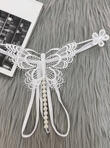 2pcs Butterfly Decor Sexy G-String Lingerie - Black and White - View 5