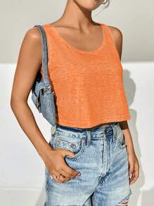 SHEIN EZwear Áo khoác và áo lót dành cho xe tăng nữ màu trơn Giải trí - trái cam - Xem 6