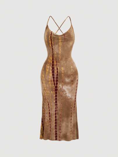 Cami Kleid mit Batik, Kreuzgurt Rücken,