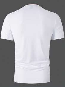Manfinity Homme Men Contrast Trim Notched Neckline Tee - White - View 2